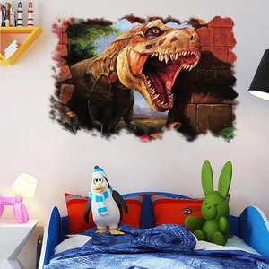 3D Wandtattoo mit T-Rex Durchbruch Design für Kinderzimmer Wanddekoration