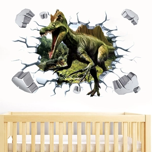 3D Dinosaur Wall Sticker PVC Waterproof Spinosaurus Broken Wall Mural Decal For Kids Room Bedroom Living Room Home Decor