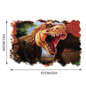 Details des 40x57cm 3D T-Rex Wandstickers mit Maßen für die Dekoration im Kinderzimmer