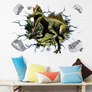3D spinosaurus dinosaur wall sticker with realistic forest background for kids room decor