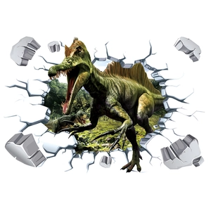 3D Spinosaurus wall sticker with realistic broken wall effect for kids room decor