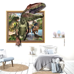 3D Dinosaurier Wandsticker mit T-Rex und Triceratops für das Kinderzimmer Wanddekor