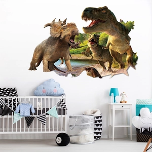 3D-Dinosaurier-Wandaufkleber mit realistischem Wanddurchbrucheffekt für Kinderzimmer
