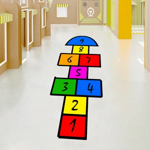 Adesivi colorati per il gioco della campana per bambini con numeri per pavimenti e pareti