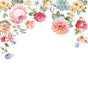 Primer plano de pegatinas de pared de peonías vintage con textura de pintura al óleo