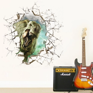 3D T-Rex wall sticker with broken wall effect for living room or kids bedroom decor