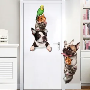 Adesivi murali 3D con simpatici animali gatti e cani per decorazione d'interni casa