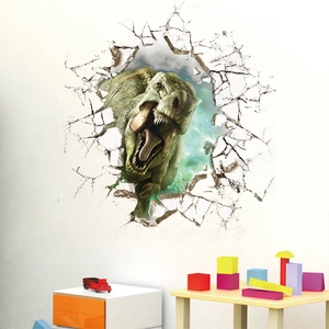 Macro detail of 3D dinosaur wall sticker showing realistic skin texture and crack effect