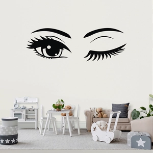 Détail d'un autocollant mural décoratif en vinyle de cils pour chambre d'enfant moderne