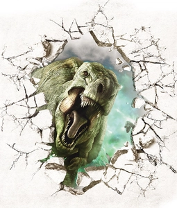 Realistic 3D dinosaur breaking wall sticker for living room and bedroom home decoration