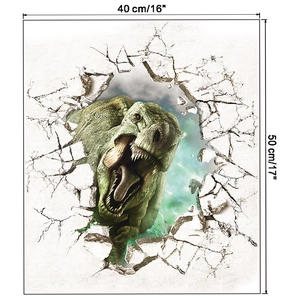 Detail showing 3D cracked wall dinosaur sticker measuring 40x50 cm for kids room
