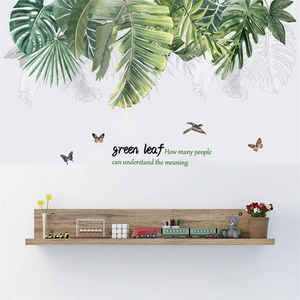 Tropical green leaves and magpie wall decal with Nordic style for home living room decor