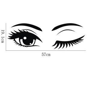 Détail du sticker mural yeux en vinyle avec dimensions 57cm par 19,1cm pour la maison