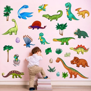 Cartoon Dinosaur Wall Stickers Waterproof PVC Nursery Decal For Kids Room Bedroom Living Room Home Decoration KSY-92