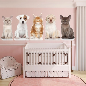 Self-adhesive realistic cat and dog wall stickers for nursery and home decoration