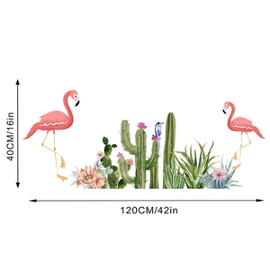 Dimensions détaillées du lot de stickers muraux cactus et flamants roses 120x40cm