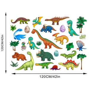 Detailed 120cm layout showing cartoon dinosaurs, palm trees, and eggs for kids' wall decor
