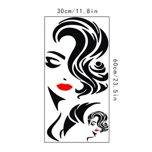 Detailed size specifications for woman face vinyl wall sticker 30cm by 60cm dimensions