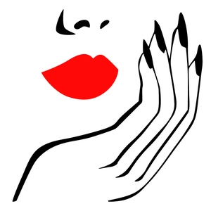Minimalist red lips and black nails wall sticker for beauty salon and bedroom decor