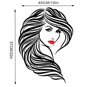 Close-up of vinyl wall decal showing a 40x57cm female portrait with red lips