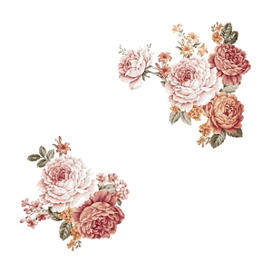 Vinilos decorativos de peonías pintadas a mano con flores rosas y naranjas para casa
