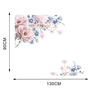 Cuadro de tallas para vinilos decorativos de peonías acuarela de 130cm por 90cm