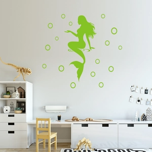 Luminous mermaid bubble wall stickers for kids room decor glowing in the dark