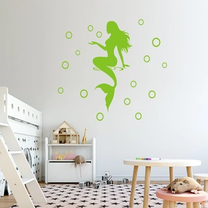 Luminous Mermaid Wall Sticker Glow In The Dark Marine Theme Underwater Bubble Wall Decal For Kids Bedroom Nursery Decor