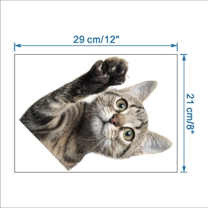 Dettaglio dell'adesivo murale gatto con posa realistica e dimensioni di 29x21 cm