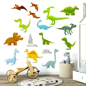 Cartoon Dinosaurier Wandsticker Für Kinderzimmer Deko PVC Wasserdicht Abnehmbare Tier Aufkleber Tyrannosaurus Kindergarten Wandbild