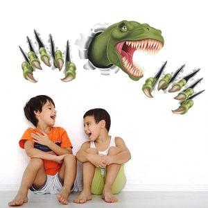 3D dinosaur wall sticker with T-Rex head and claws for kids room creative decoration