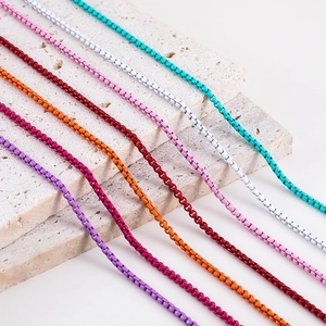 Dopamine Colored 201 Stainless Steel Lacquered Box Chain Necklace For DIY Jewelry Making Colorful 50cm Semi-Finished Chain