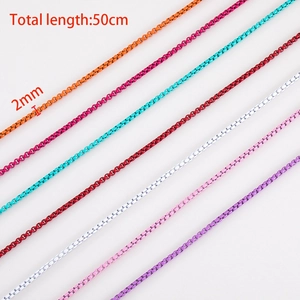 50cm colorful 2mm stainless steel box chains for DIY jewelry making in vibrant paint finish