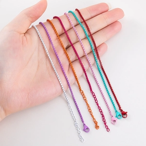 Colorful 201 stainless steel chain necklace set with lobster clasps for DIY jewelry