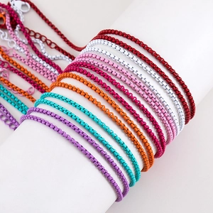 Colorful minimalist enamel box chain necklaces with lobster clasp and extension links