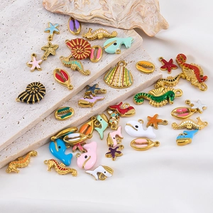 304 stainless steel ocean charms set with seahorse and starfish for DIY jewelry
