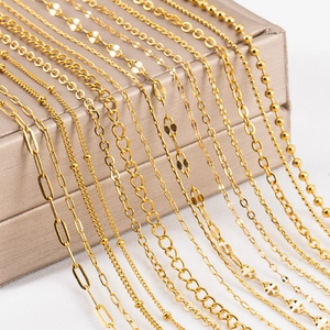 304 Stainless Steel Jewelry Chain DIY Gold Beaded Lip Chain For Necklace Bracelet Earring Making Jewelry Accessories Findings
