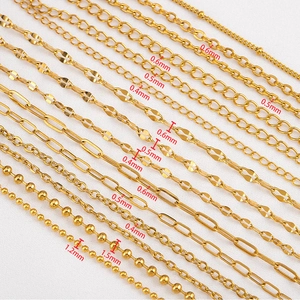 Golden stainless steel DIY chain assortment with various thickness from 0.4mm to 1.5mm
