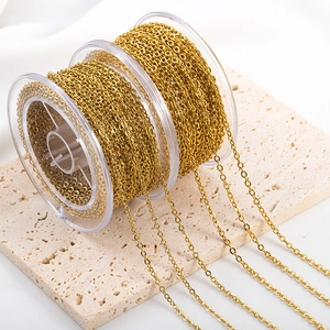 Bulk spool of 304 stainless steel gold-plated cross O-chain for DIY jewelry making