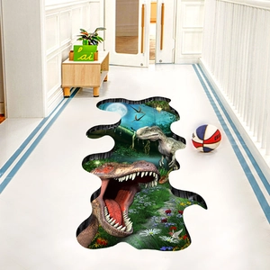 3D αυτοκόλλητο δαπέδου δεινόσαυρος T-Rex που σπάει το έδαφος για παιδικό δωμάτιο διακόσμηση