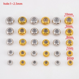 Textured 304 stainless steel spacer beads with silicone stopper in gold and silver finish