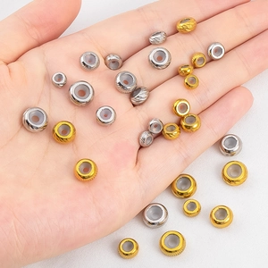 304 stainless steel spacer beads with star pattern and non-slip silicone insert
