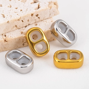 304 Stainless Steel Double Hole Silicone Spacer Beads Adjustable Slider Beads For DIY Bracelet Necklace Jewelry Findings