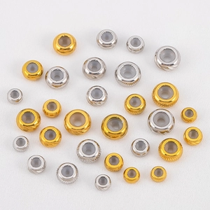 Various sizes of 304 stainless steel slider spacer beads with silicone stoppers