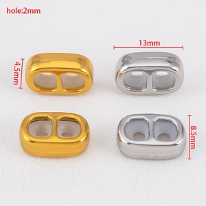 Gold and silver stainless steel 2-hole silicone slider beads for DIY jewelry making