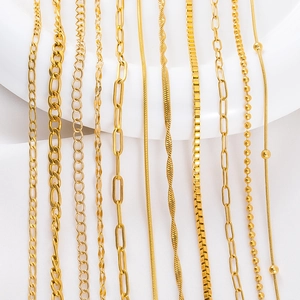 Selection of gold-plated stainless steel chains including snake and box link styles