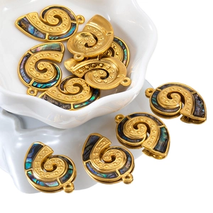 Vergulde spiraalvormige nautilus hangers met kleurrijke abalone schelp voor DIY sieraden