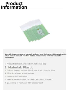 Detail of green polka dot self-adhesive plastic bag with sweet cat design