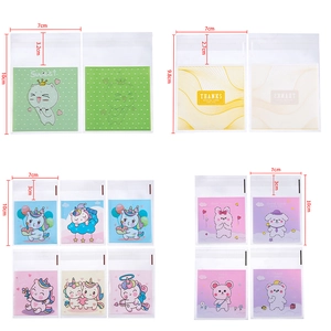 Cartoon self-adhesive packaging bags with cat and unicorn prints for candy and DIY gifts
