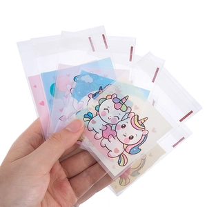 Cute cartoon self-adhesive bags with unicorn and cloud cards for gifts and accessories